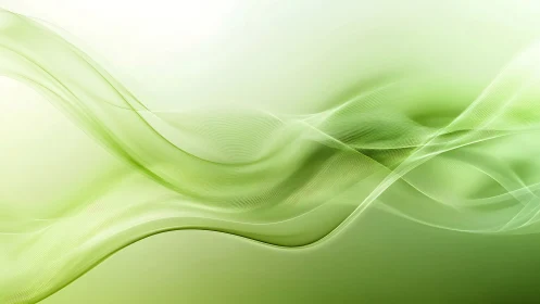 Gentle Green Waves Of Light Drifting Across A Calm Horizon.