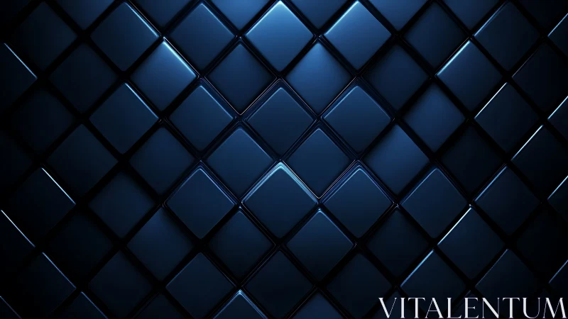 Midnight glass tiles quietly pulse with geometric blue light