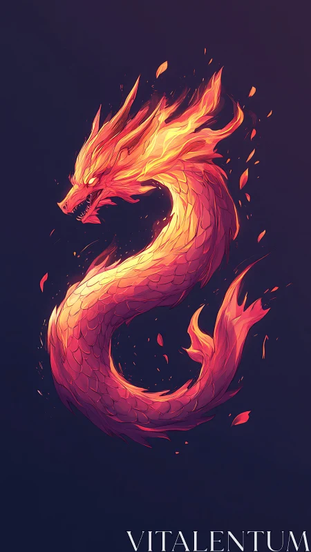Blazing Ember Serpent Coiled in Midnight Silence.