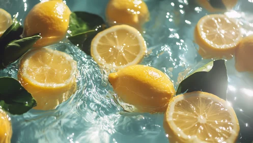 Sunlit lemons drifting in sparkling turquoise water.