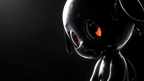 Softly glowing-eyed creature in moody metallic twilight.