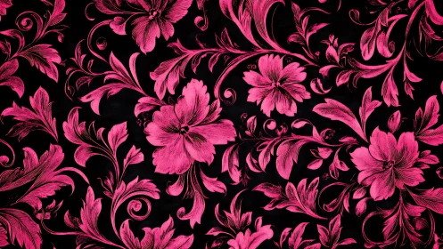Neon Bloom Waltz: Fuchsia Florals Dance Against Midnight.