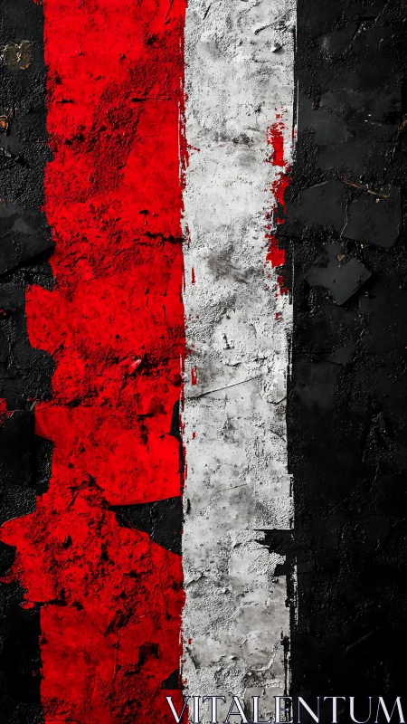 Textured red white black stripes create bold abstract contrast.