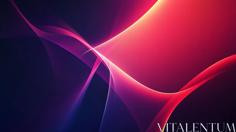 Curved neon light waves on dark gradient background.