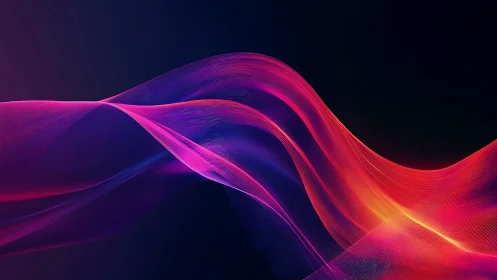 Colorful digital waveforms curve across a dark gradient background