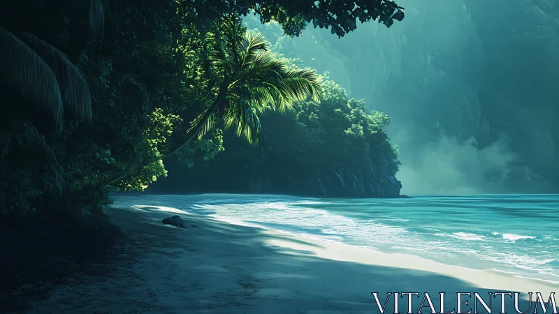 Tropical Lagoon with Vertical Cliff Composition.