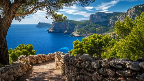 Mediterranean Coastal Vista: Azure Waters Meet Dramatic Limestone Cliffs