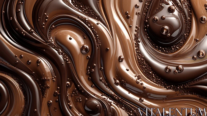 Luxurious chocolate swirls flow in rich glossy ribbons