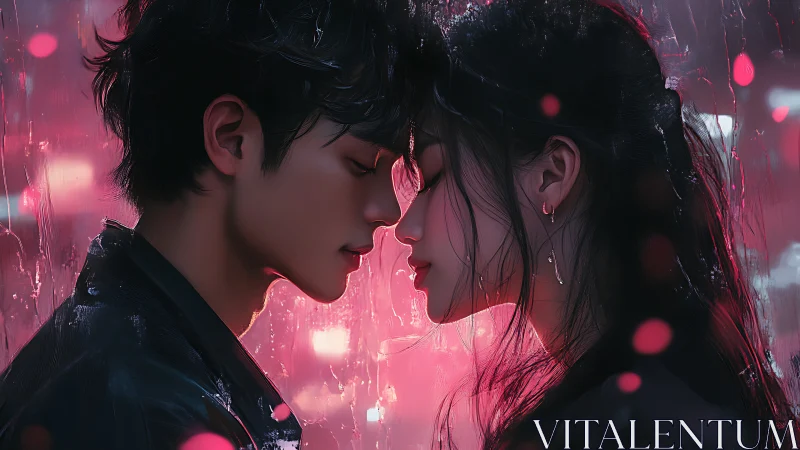 Cybernetic Intimacy: Neon-Suffused Portrait Study in Dimensional Space.