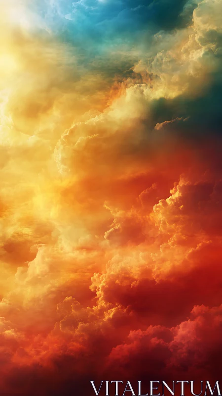 Radiant sunset clouds blending into a dreamy painted sky.