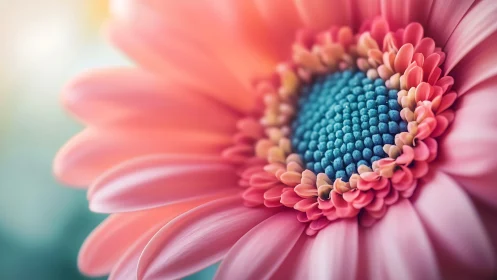 Pink Gerbera Daisy with Blue Center Close-Up.