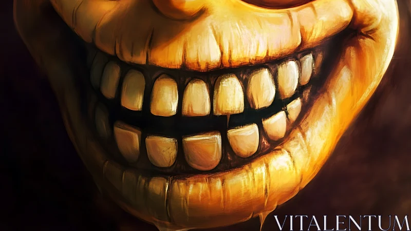 Bold golden grin with a mischievous, larger than life smile.