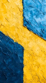 Bold blue and yellow cross glows in textured abstract paint