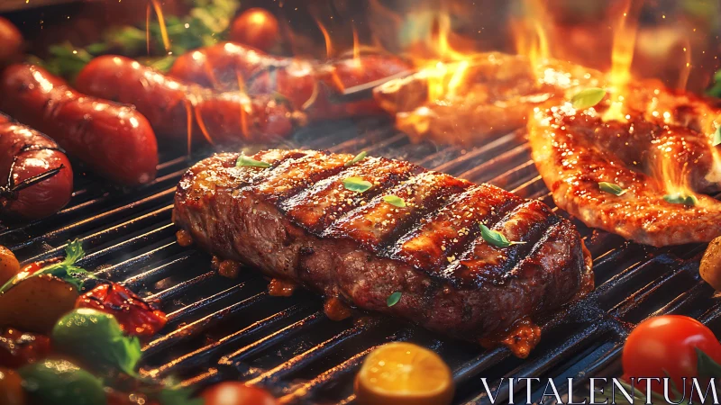 Sizzling grill symphony turns marbled steak into firelit jewel