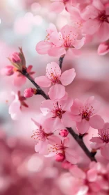 Pink Cherry Blossoms in Spring Bloom
