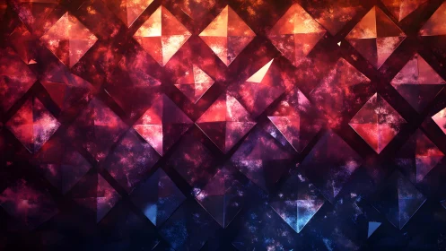 Geometric diamond pattern with glowing abstract cosmic colors.