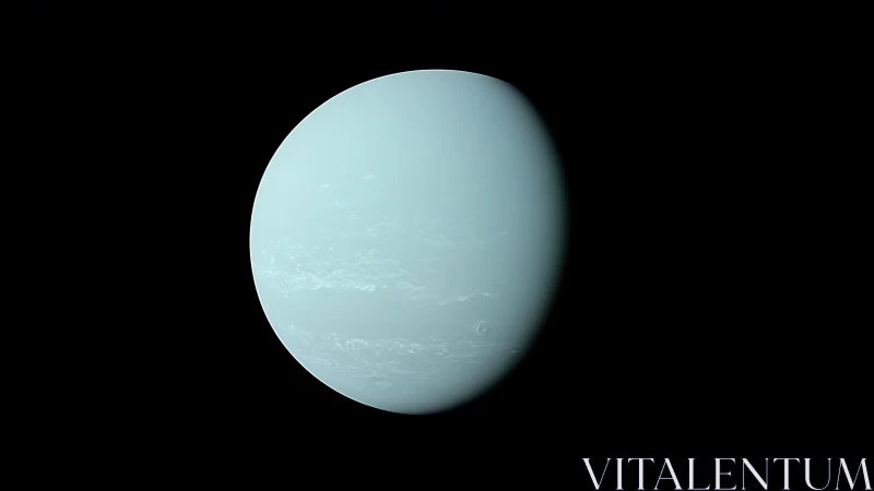 Pale blue gas planet on black deep space background.