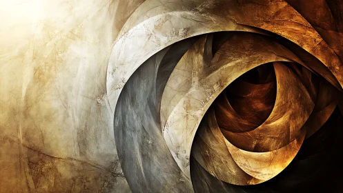 Layered metallic vortex with sculpted concentric curves.