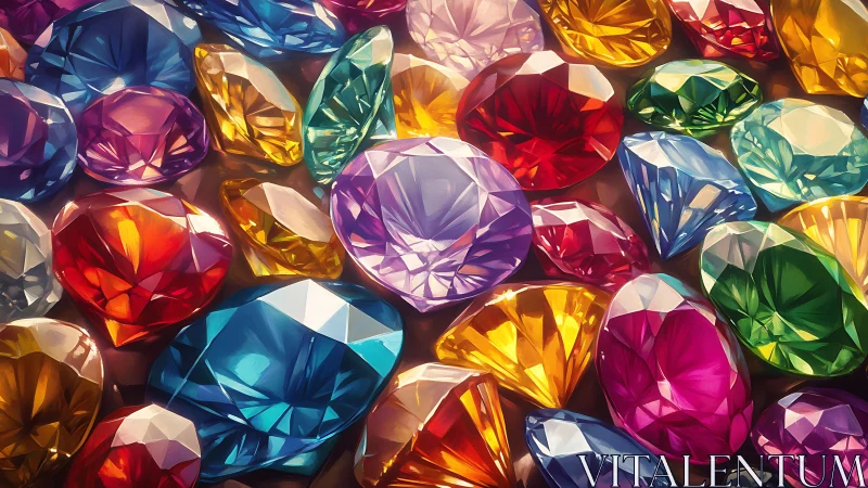 Multicolored faceted gemstones under soft studio reflections.