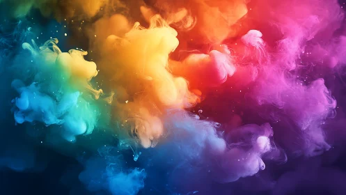 Chromatic ink clouds merge in a high-contrast spectral field