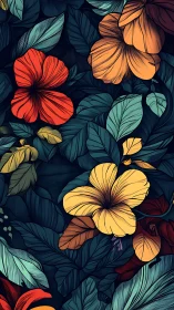 Vibrant Floral Vector Composition with Dimensional Petals and Deep Foliage.