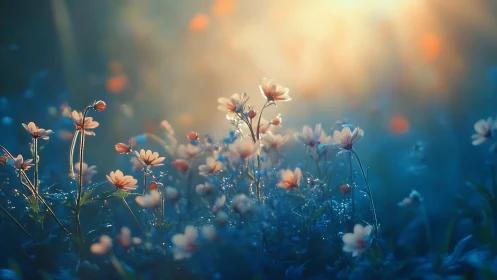 Shallow depth of field captures delicate flowers against bokeh background