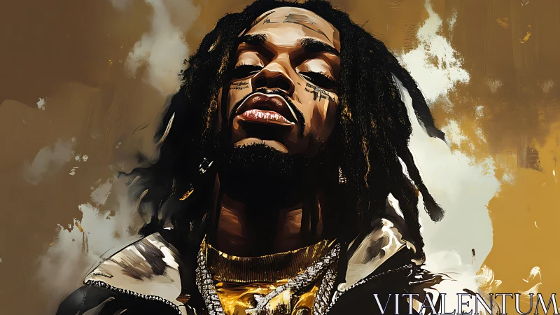 Bold digital portrait captures confident urban musician