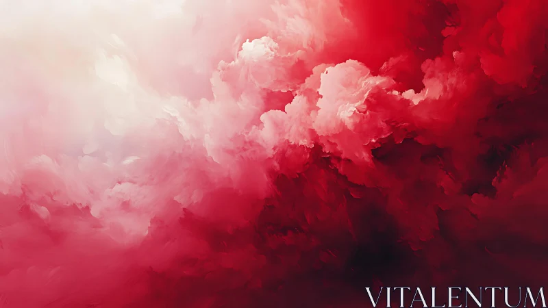 Abstract red and white cloudscape digital painting with dramatic contrast.