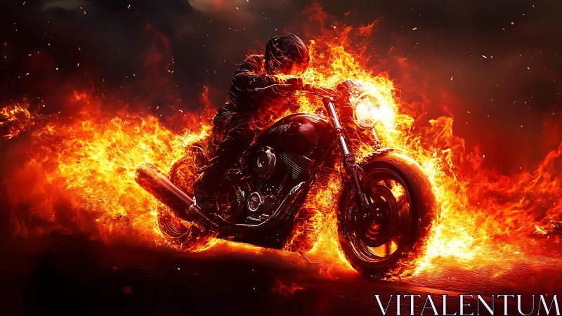 Fire-forged rider bends molten midnight into blazing arcs