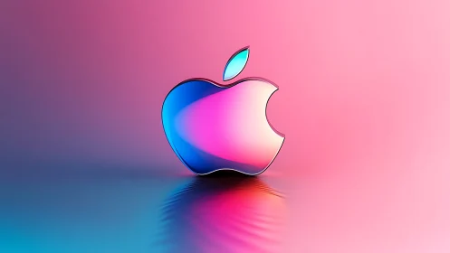 Luminous Apple Logo with Gradient Glass Effect