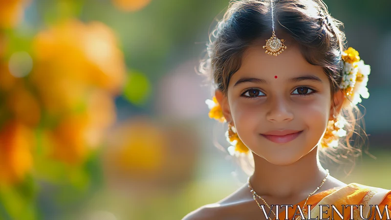 Radiant Young Girl in Golden Hour Light