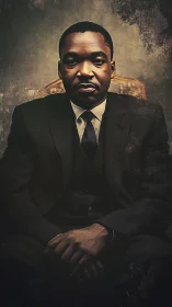 Stoic gentleman in worn velvet shadows of memory.