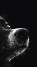 High-contrast canine muzzle in low-key optical profile study.