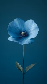 Blue Anemone Specimen: Monochromatic Botanical Study.
