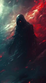 Voidwraith cloaked in swirling red and teal cosmic storm.