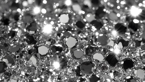 Sparkling Close-Up of Shimmering Diamonds in Elegant Monochrome.