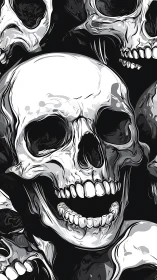 Monochrome vector skull cluster with high-contrast contouring.