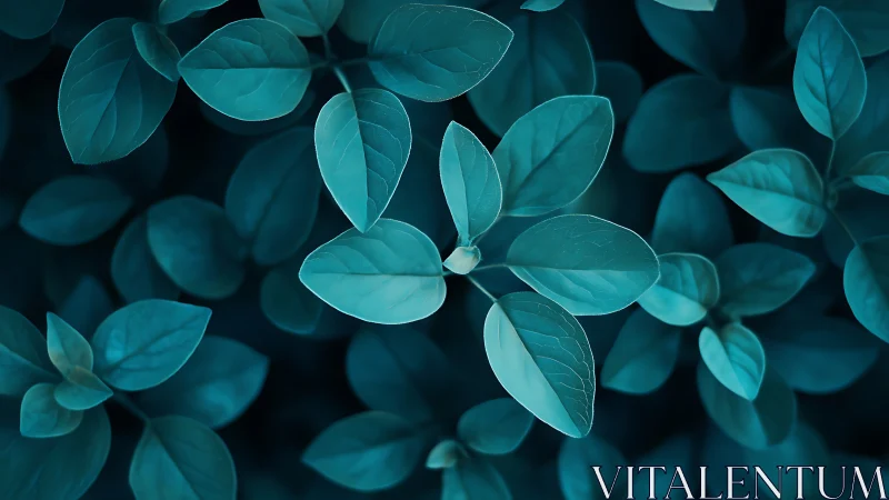 Moonlit teal leaves weaving a quiet forest lullaby.