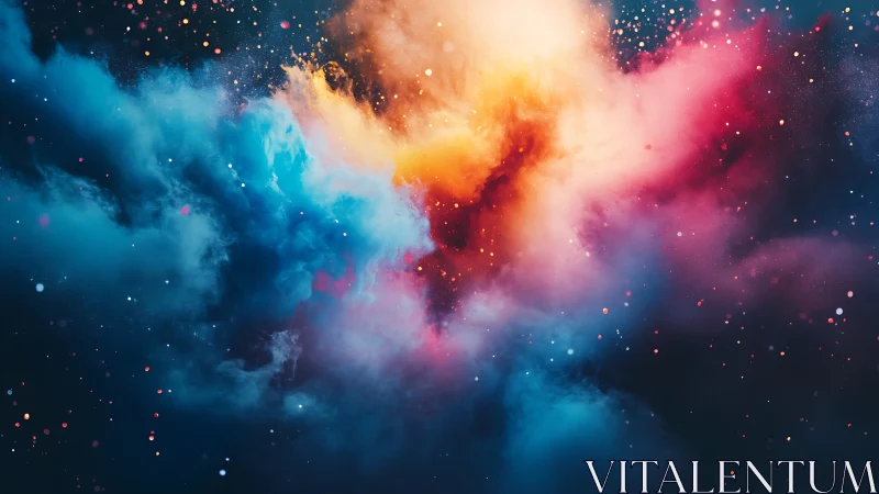 Digital nebula cloudscape with prismatic chromatic diffusion.