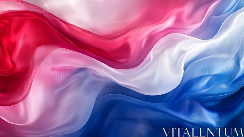 Abstract tricolor fabric waves in red, white, and blue.