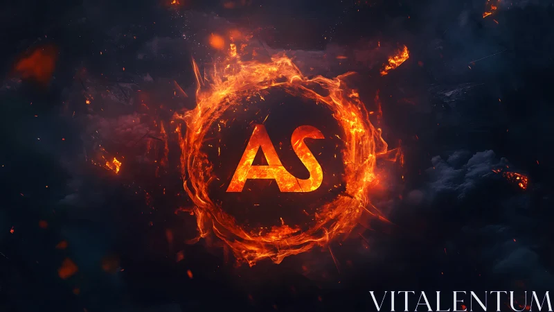 Burning Letter A and S Logo in Fiery Circular Frame