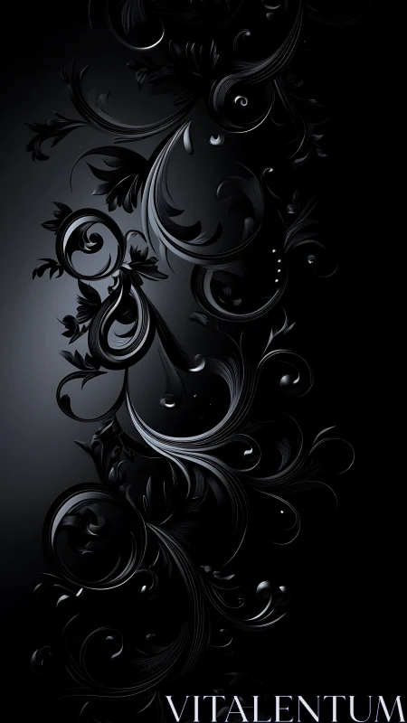 Parametric black scrollwork relief on gradient noir field.