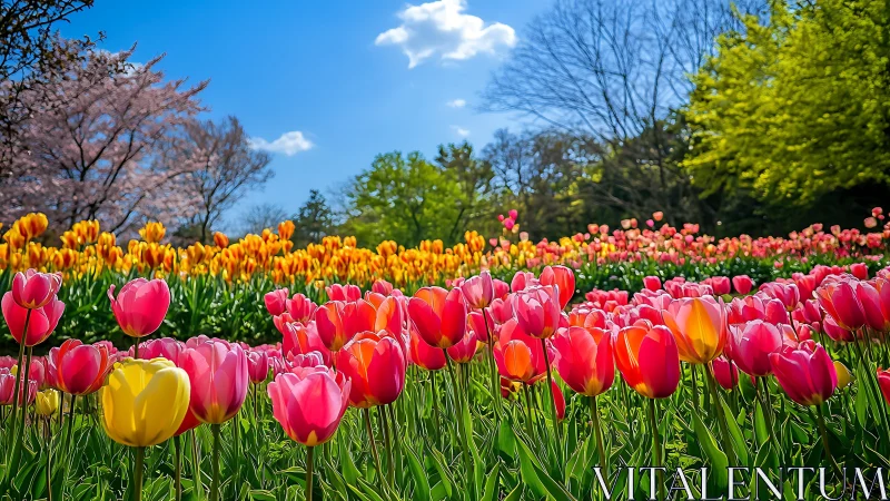 Vibrant Spring Tulip Garden in Full Bloom Today