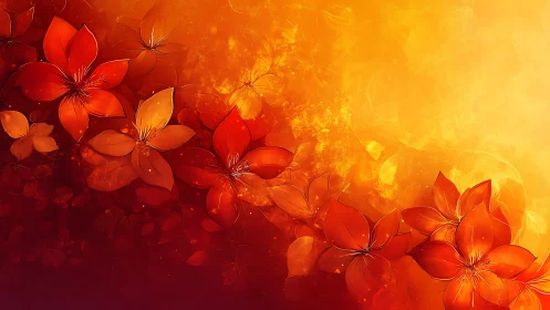 Crimson Petals Dissolving Into Golden Light.