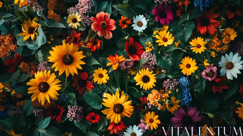 Sunlit Garden: A Rainbow of Blooms.