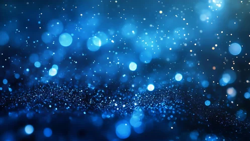 Sparkling Blue Bokeh Abstract Background with Glitter Effect.