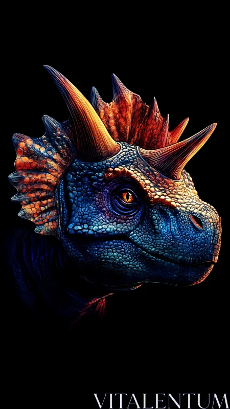 Bioluminescent ceratopsian portrait with HDR rim lighting study