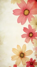 Cheerful Cosmos Flowers Bloom in Warm Vintage Hues.