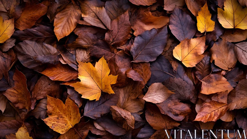 Dry autumn leaves in layered brown and golden tones.