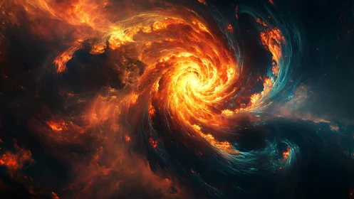 Stellar firestorm vortex with dynamic nebular plasma spiral.